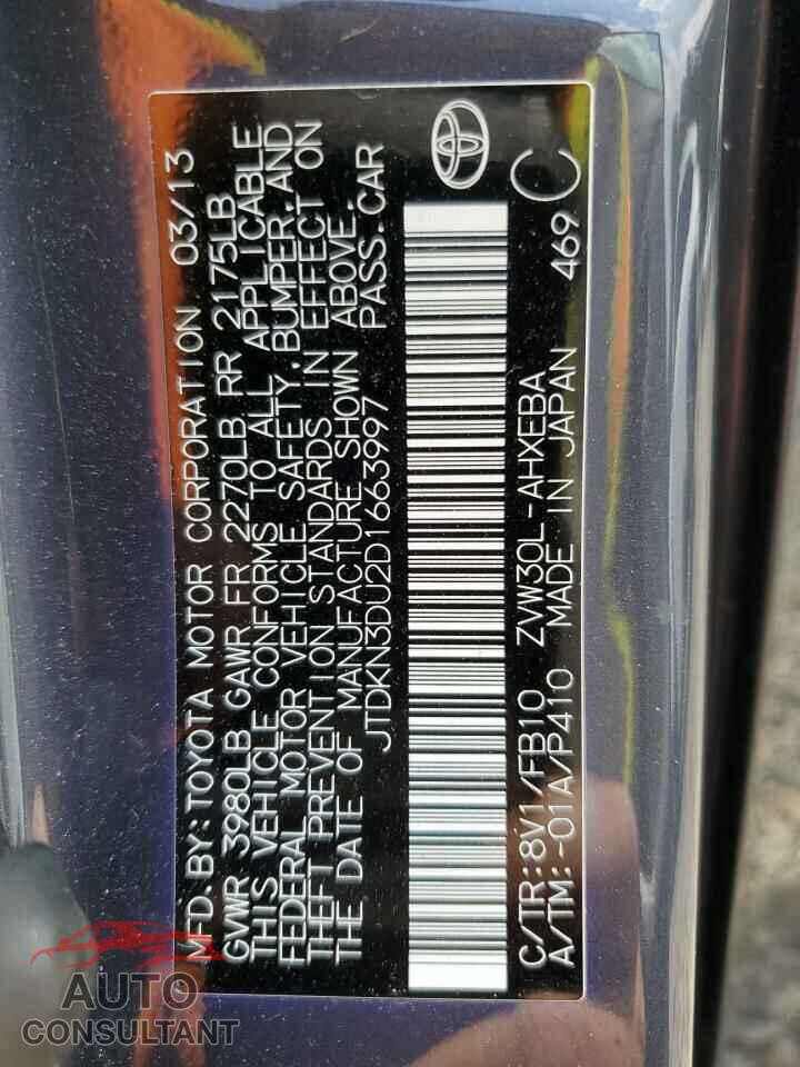 TOYOTA PRIUS 2013 - JTDKN3DU2D1663997