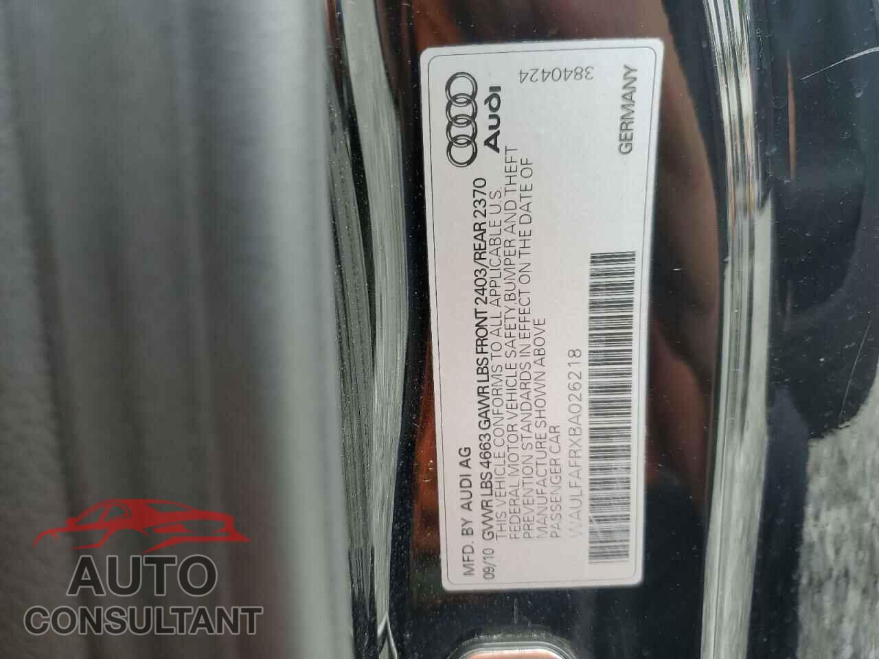 AUDI A5 2011 - WAULFAFRXBA026218