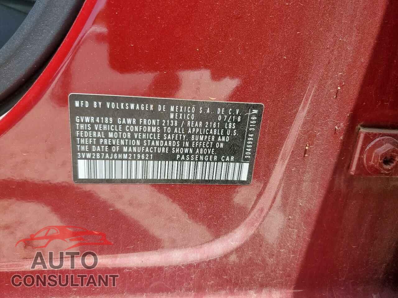VOLKSWAGEN JETTA 2017 - 3VW2B7AJ6HM219621