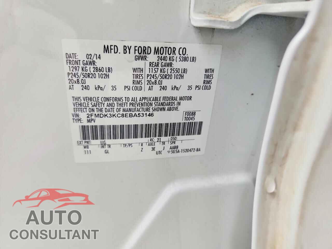 FORD EDGE 2014 - 2FMDK3KC8EBA53146