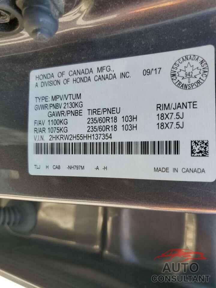 HONDA CRV 2017 - 2HKRW2H55HH137354