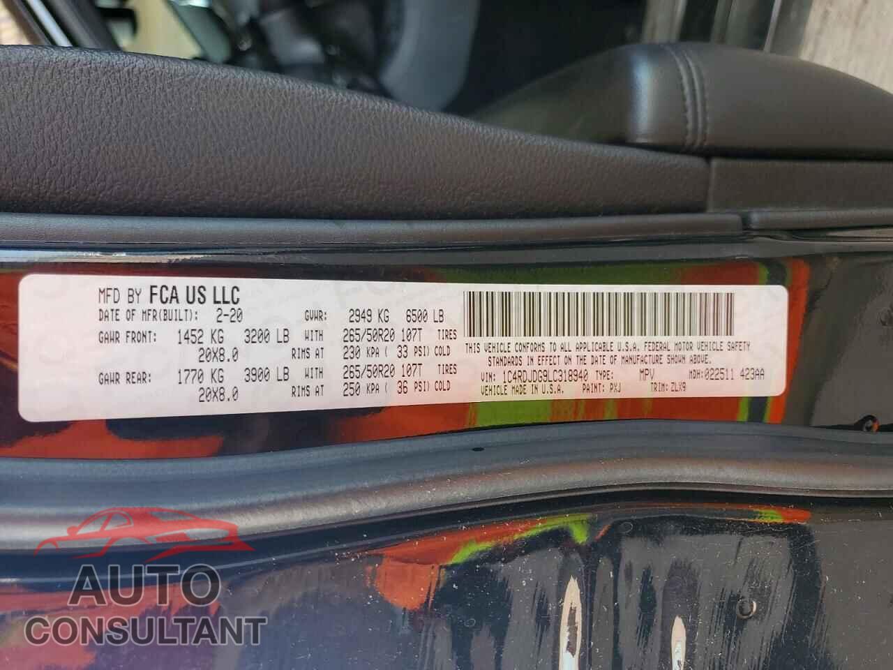 DODGE DURANGO 2020 - 1C4RDJDG9LC318940