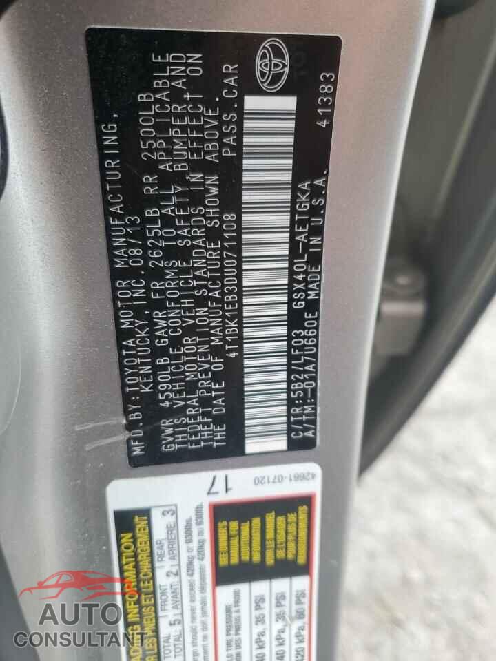 TOYOTA AVALON 2013 - 4T1BK1EB3DU071108