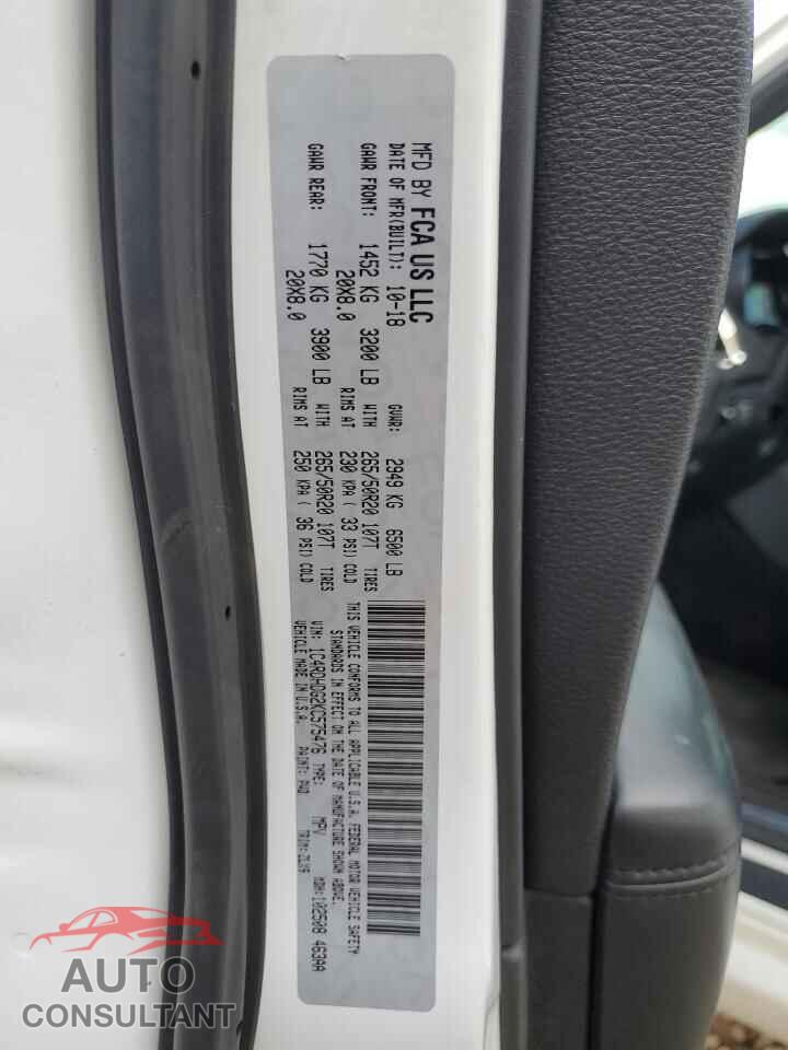 DODGE DURANGO 2019 - 1C4RDHDG2KC575476