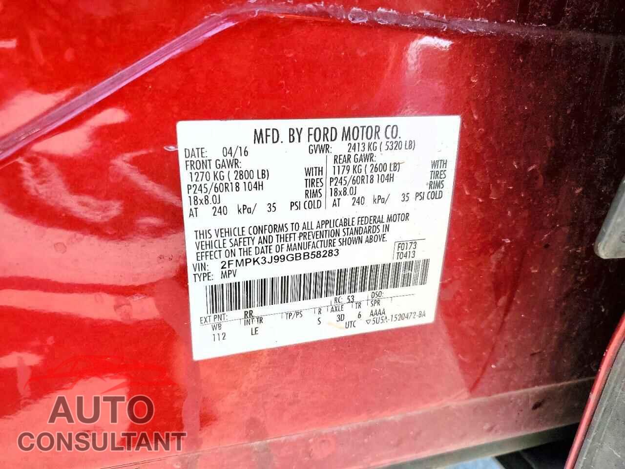 FORD EDGE 2016 - 2FMPK3J99GBB58283
