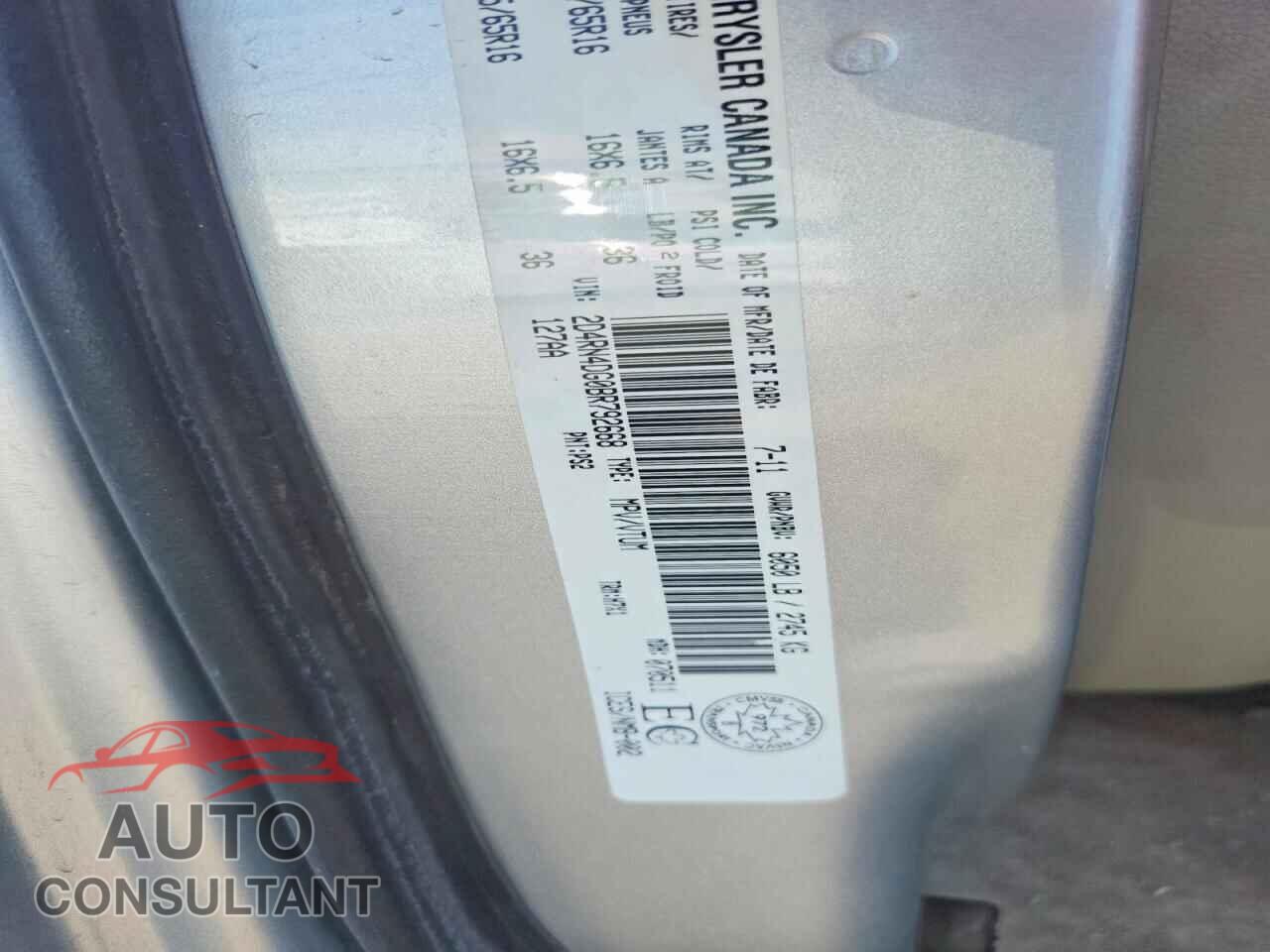 DODGE CARAVAN 2011 - 2D4RN4DG0BR792668