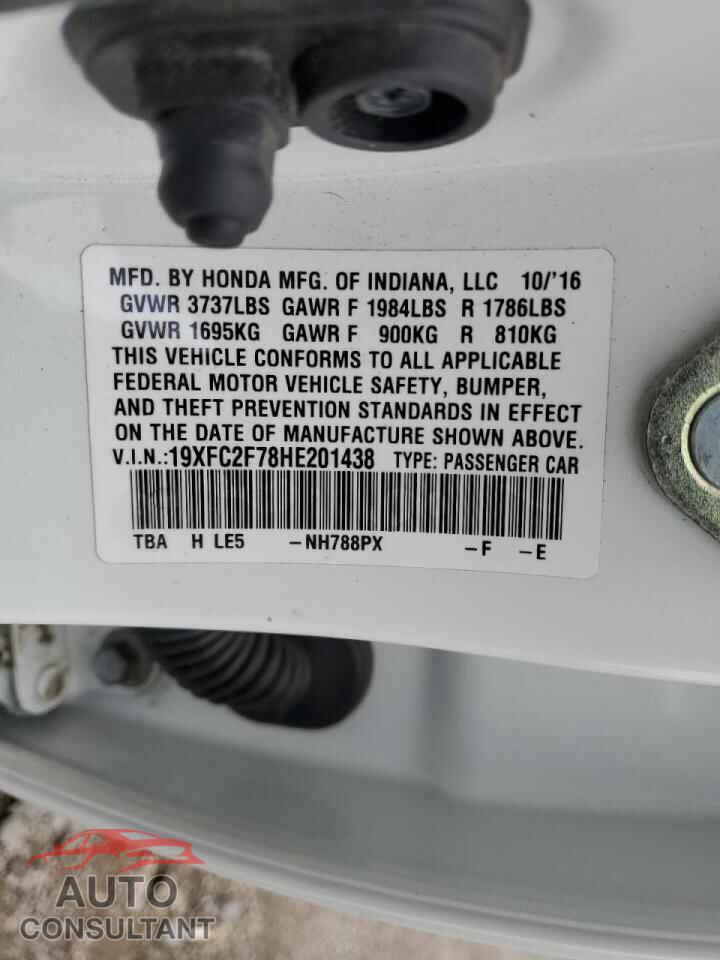 HONDA CIVIC 2017 - 19XFC2F78HE201438