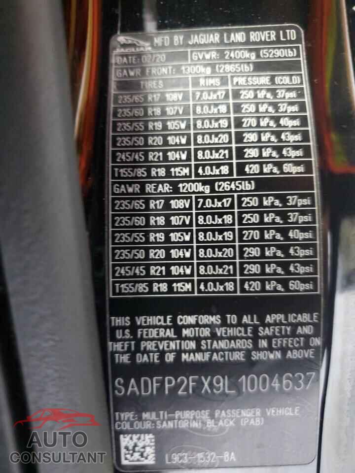 JAGUAR ETYPE 2020 - SADFP2FX9L1004637