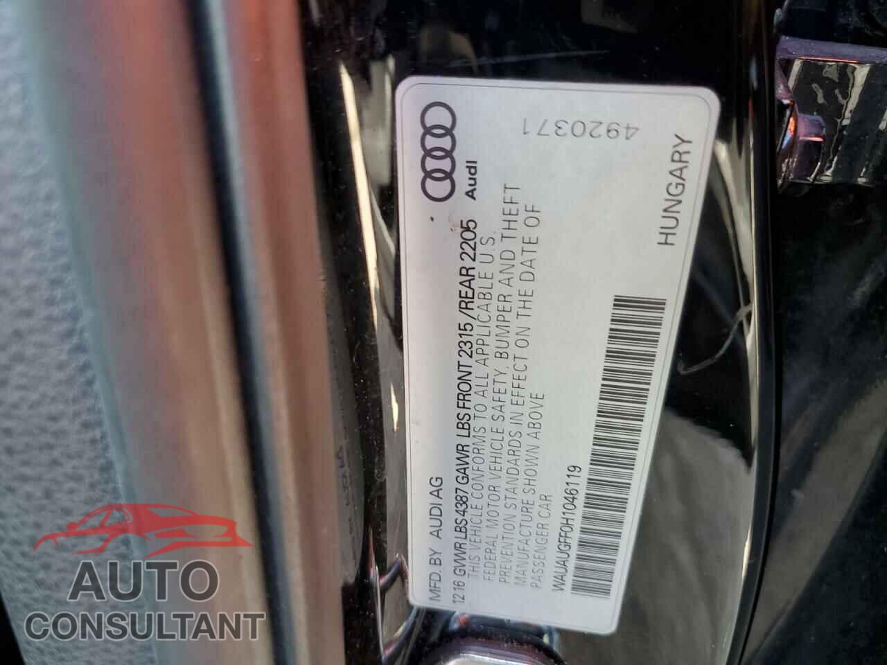 AUDI A3 2017 - WAUAUGFF0H1046119