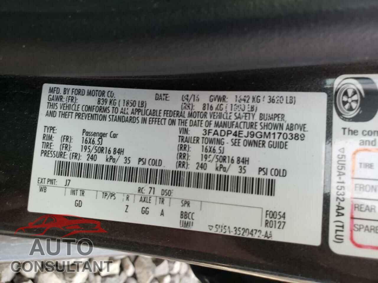 FORD FIESTA 2016 - 3FADP4EJ9GM170389