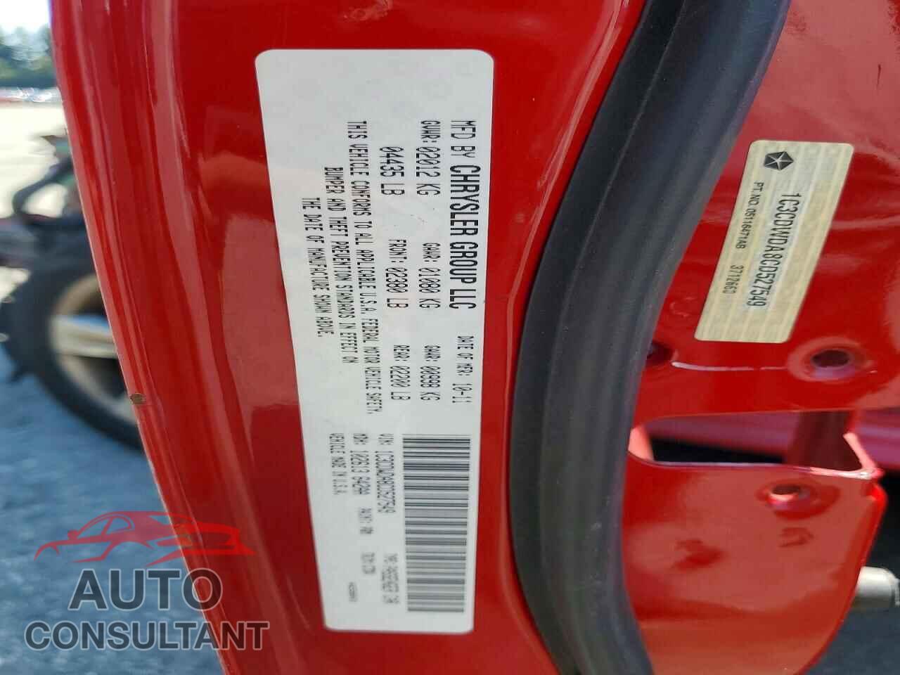 DODGE CALIBER 2012 - 1C3CDWDA8CD527549