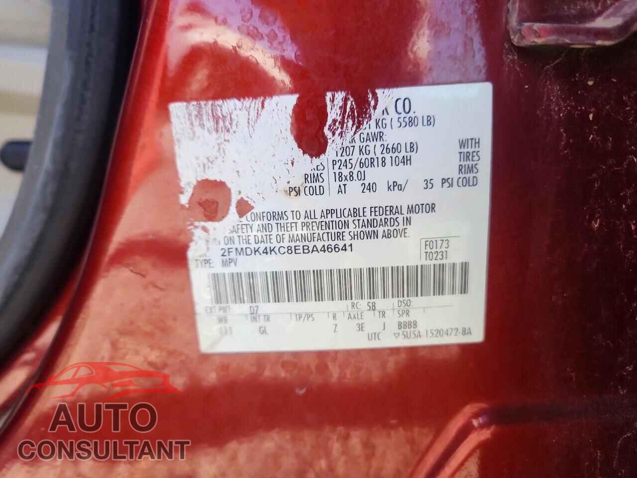 FORD EDGE 2014 - 2FMDK4KC8EBA46641