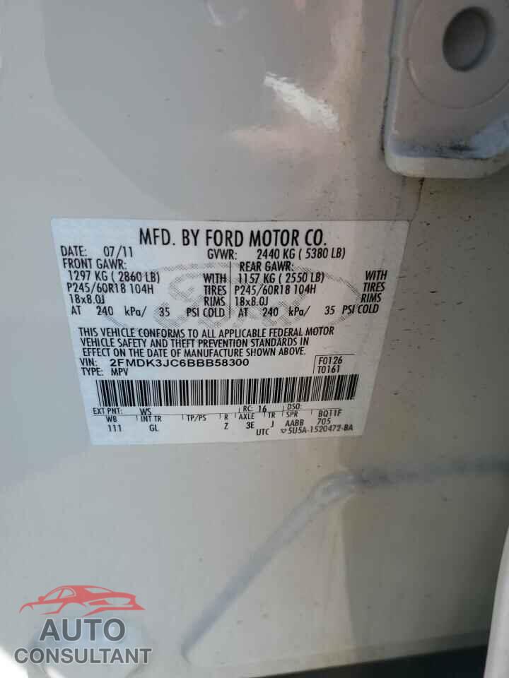 FORD EDGE 2011 - 2FMDK3JC6BBB58300