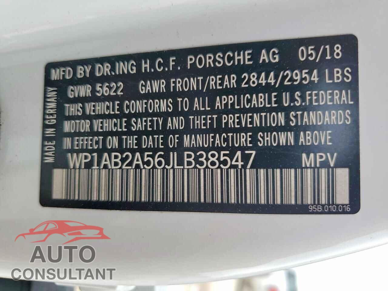 PORSCHE MACAN 2018 - WP1AB2A56JLB38547