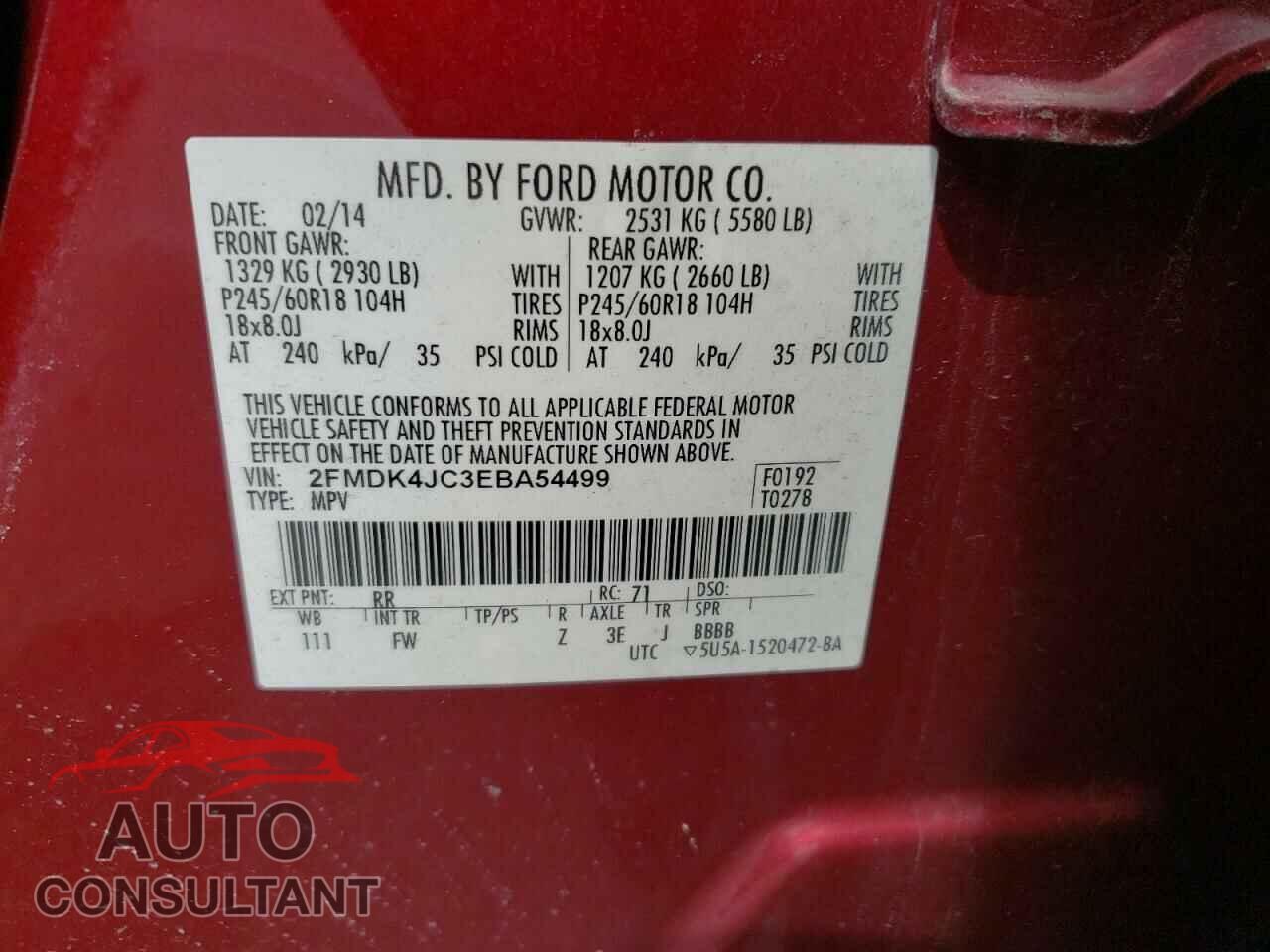 FORD EDGE 2014 - 2FMDK4JC3EBA54499