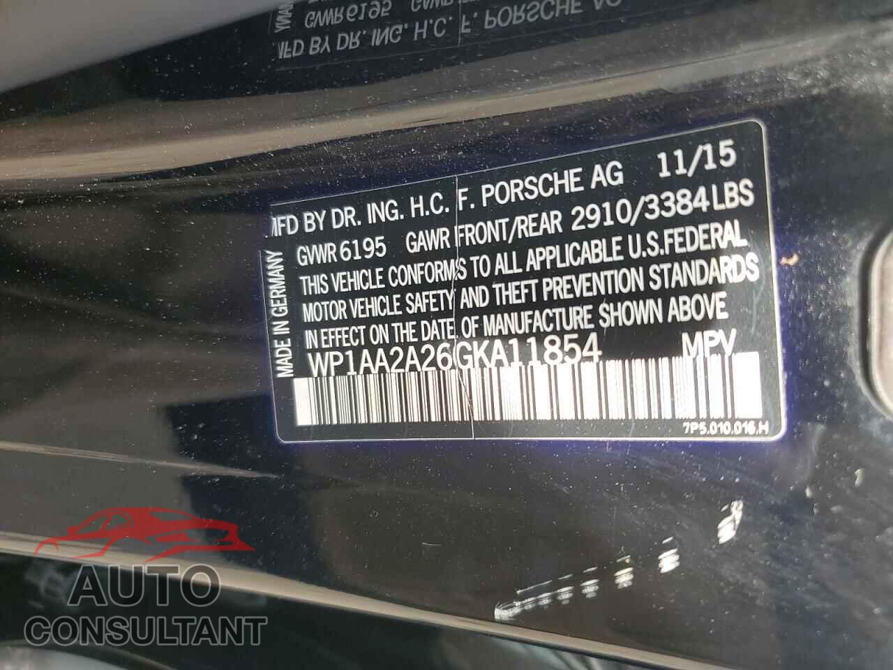 PORSCHE CAYENNE 2016 - WP1AA2A26GKA11854