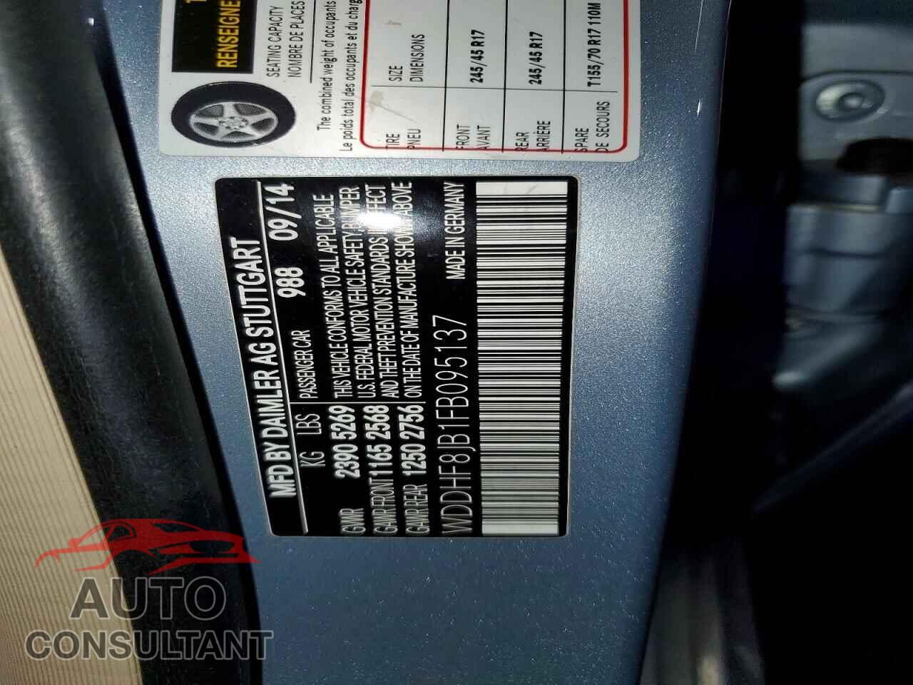 MERCEDES-BENZ E-CLASS 2015 - WDDHF8JB1FB095137