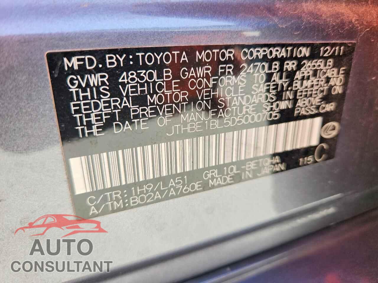 LEXUS GS350 2013 - JTHBE1BL5D5000705