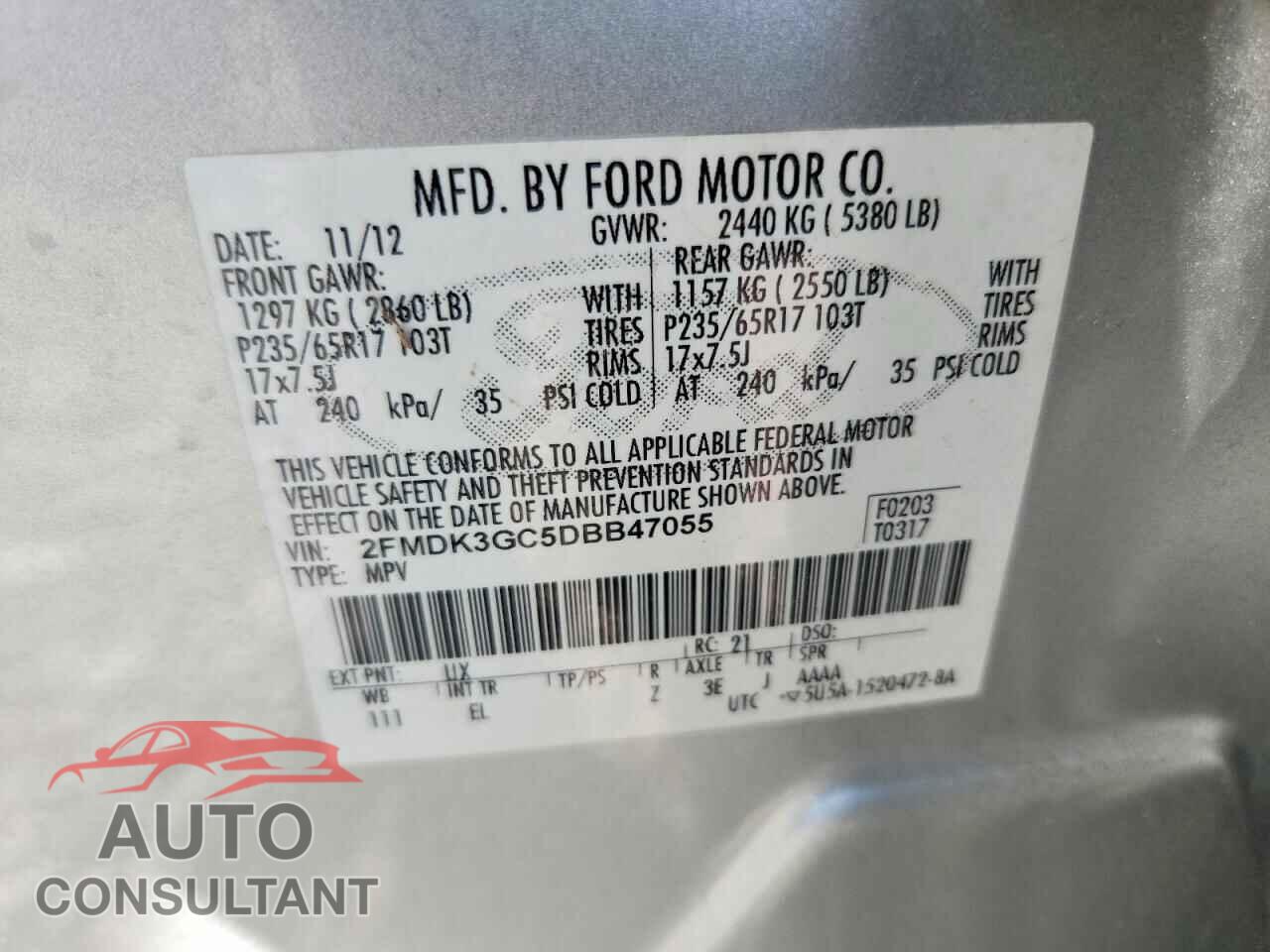 FORD EDGE 2013 - 2FMDK3GC5DBB47055