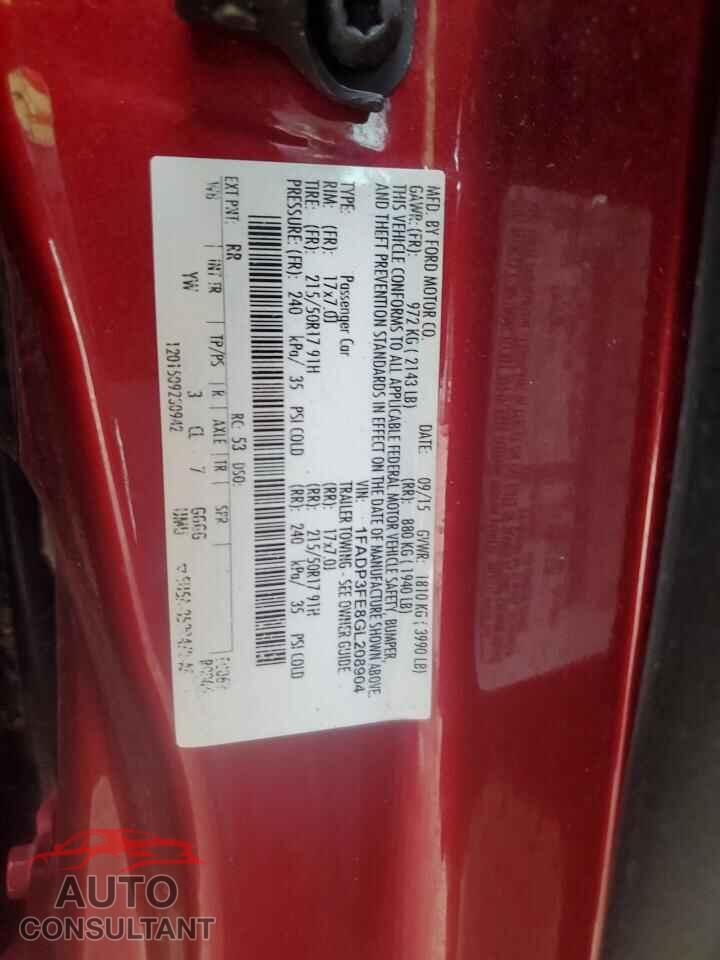 FORD FOCUS 2016 - 1FADP3FE8GL208904
