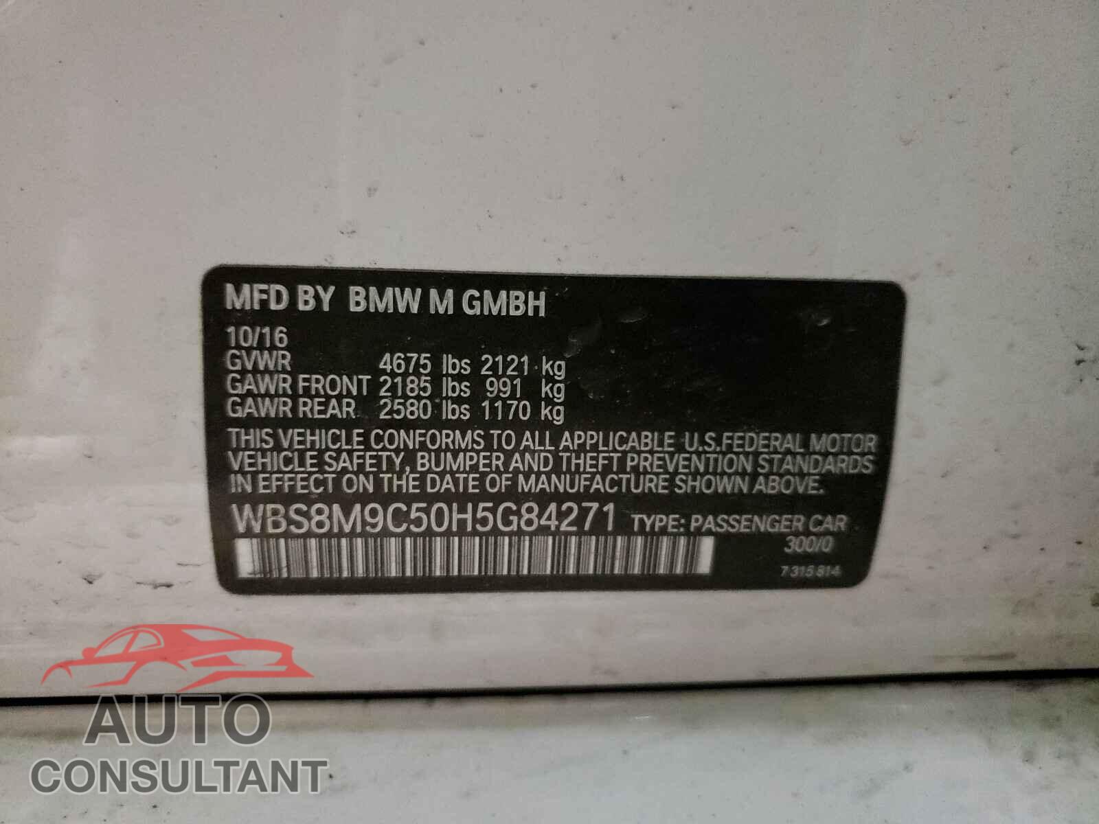 BMW M3 2017 - WBS8M9C50H5G84271