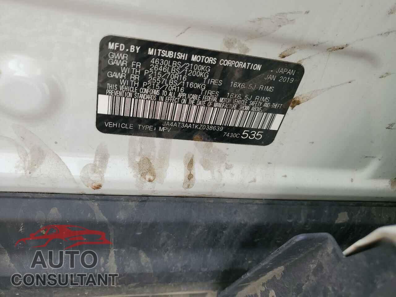 MITSUBISHI ECLIPSE 2019 - JA4AT3AA1KZ038639