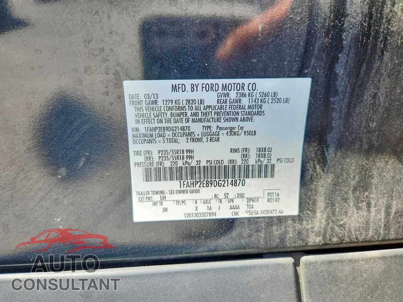 FORD TAURUS 2013 - 1FAHP2E89DG214870