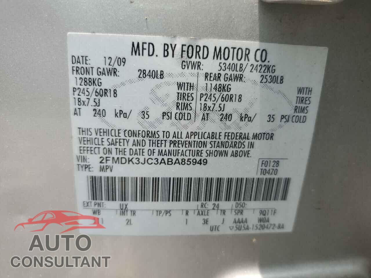 FORD EDGE 2010 - 2FMDK3JC3ABA85949