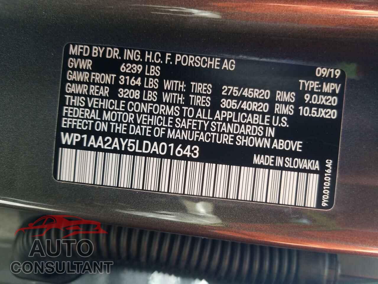 PORSCHE CAYENNE 2020 - WP1AA2AY5LDA01643