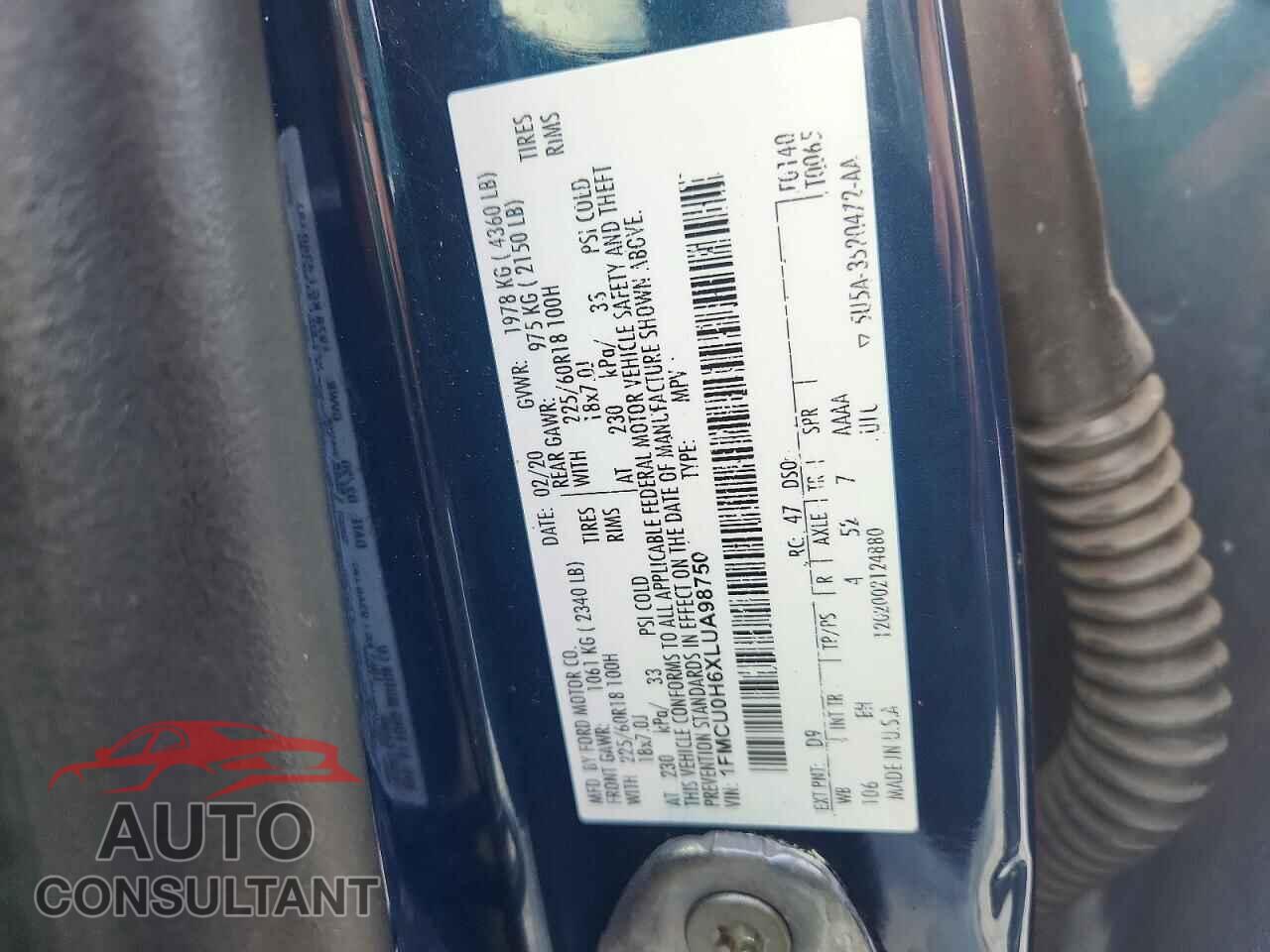FORD ESCAPE 2020 - 1FMCU0H6XLUA98750