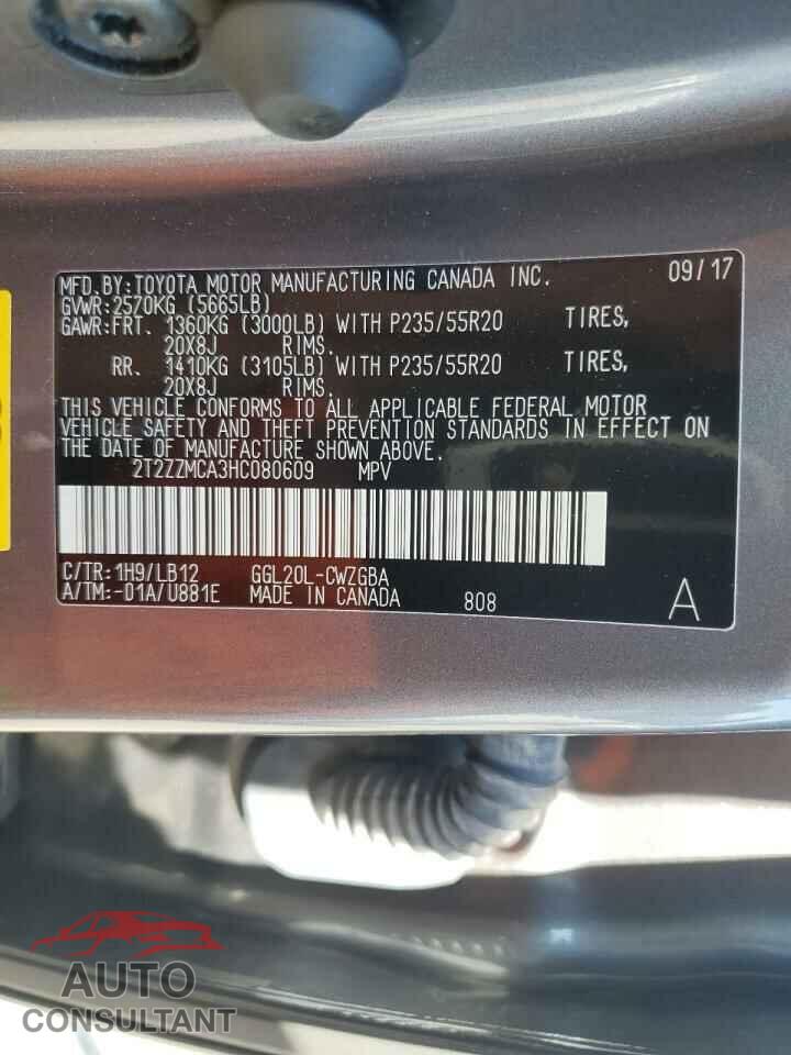 LEXUS RX350 2017 - 2T2ZZMCA3HC080609