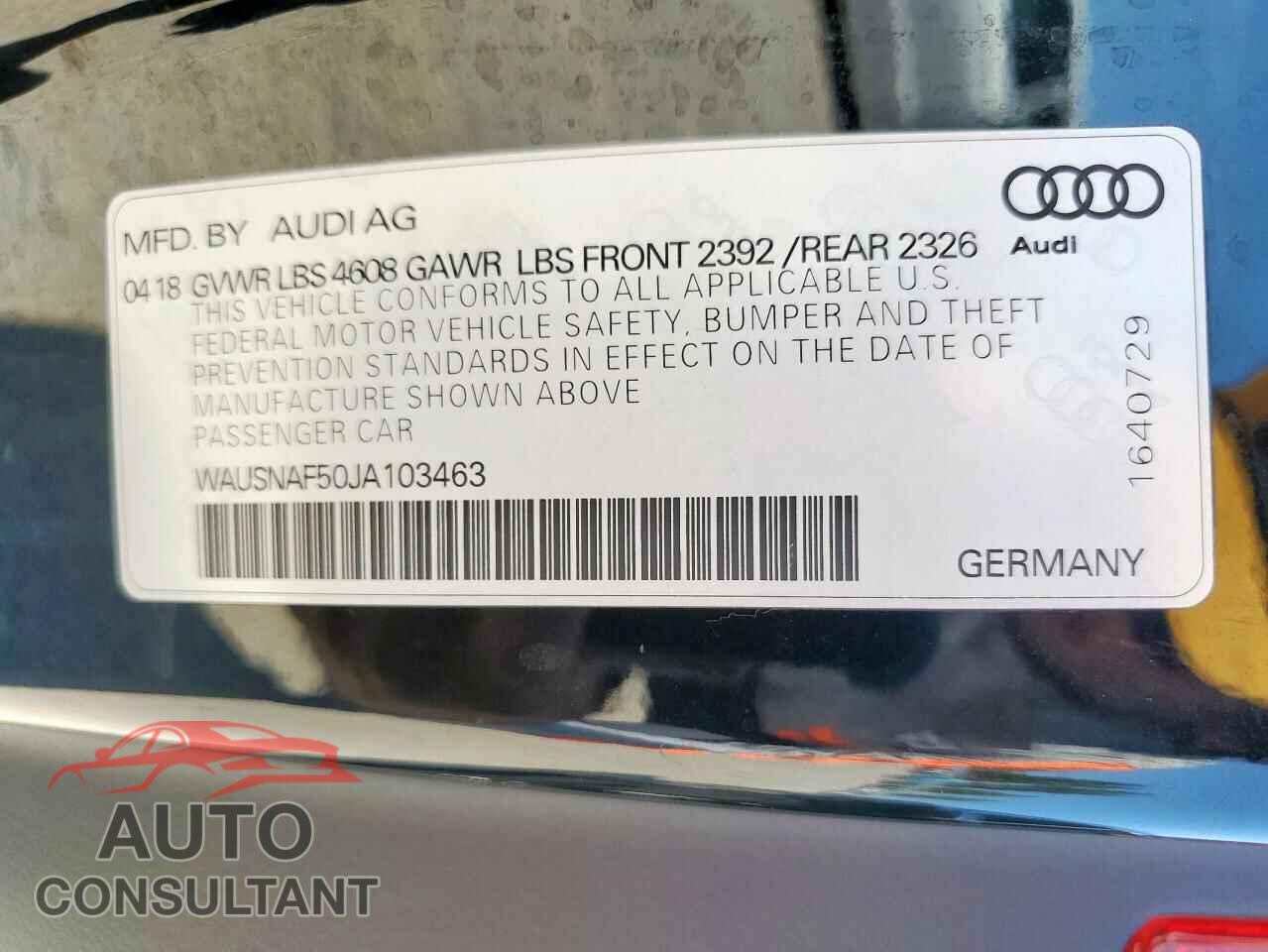 AUDI A5 2018 - WAUSNAF50JA103463