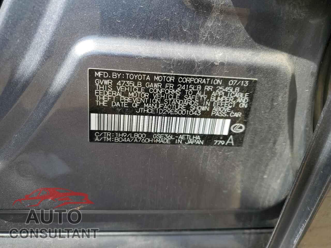 LEXUS IS 2014 - JTHCE1D29E5001043