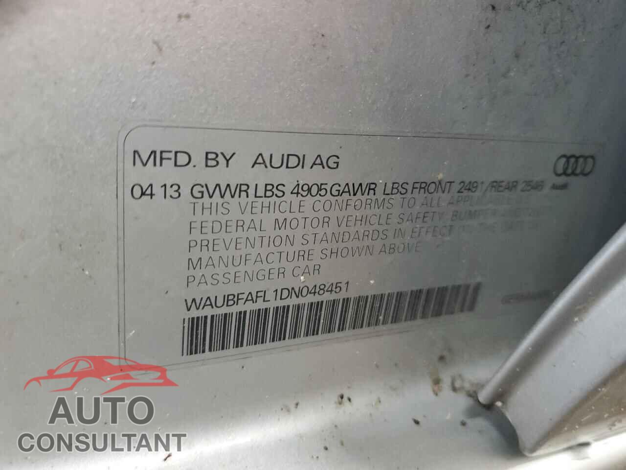 AUDI A4 2013 - WAUBFAFL1DN048451