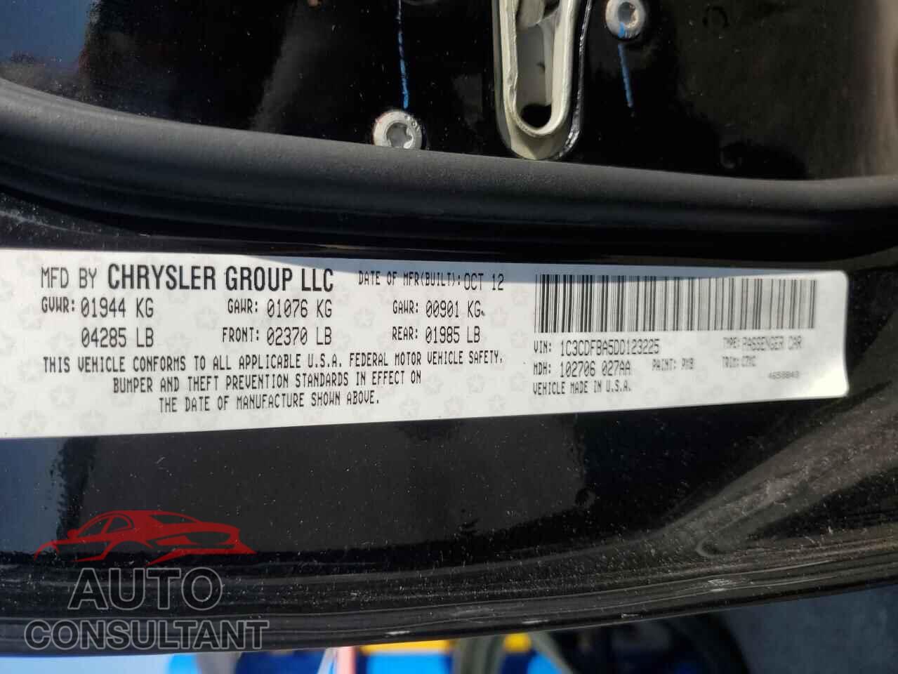 DODGE DART 2013 - 1C3CDFBA5DD123225