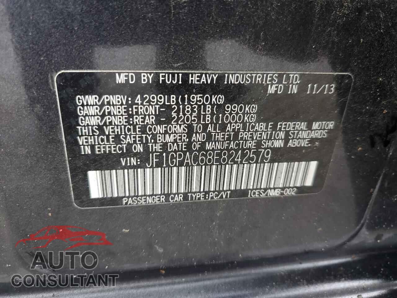 SUBARU IMPREZA 2014 - JF1GPAC68E8242579