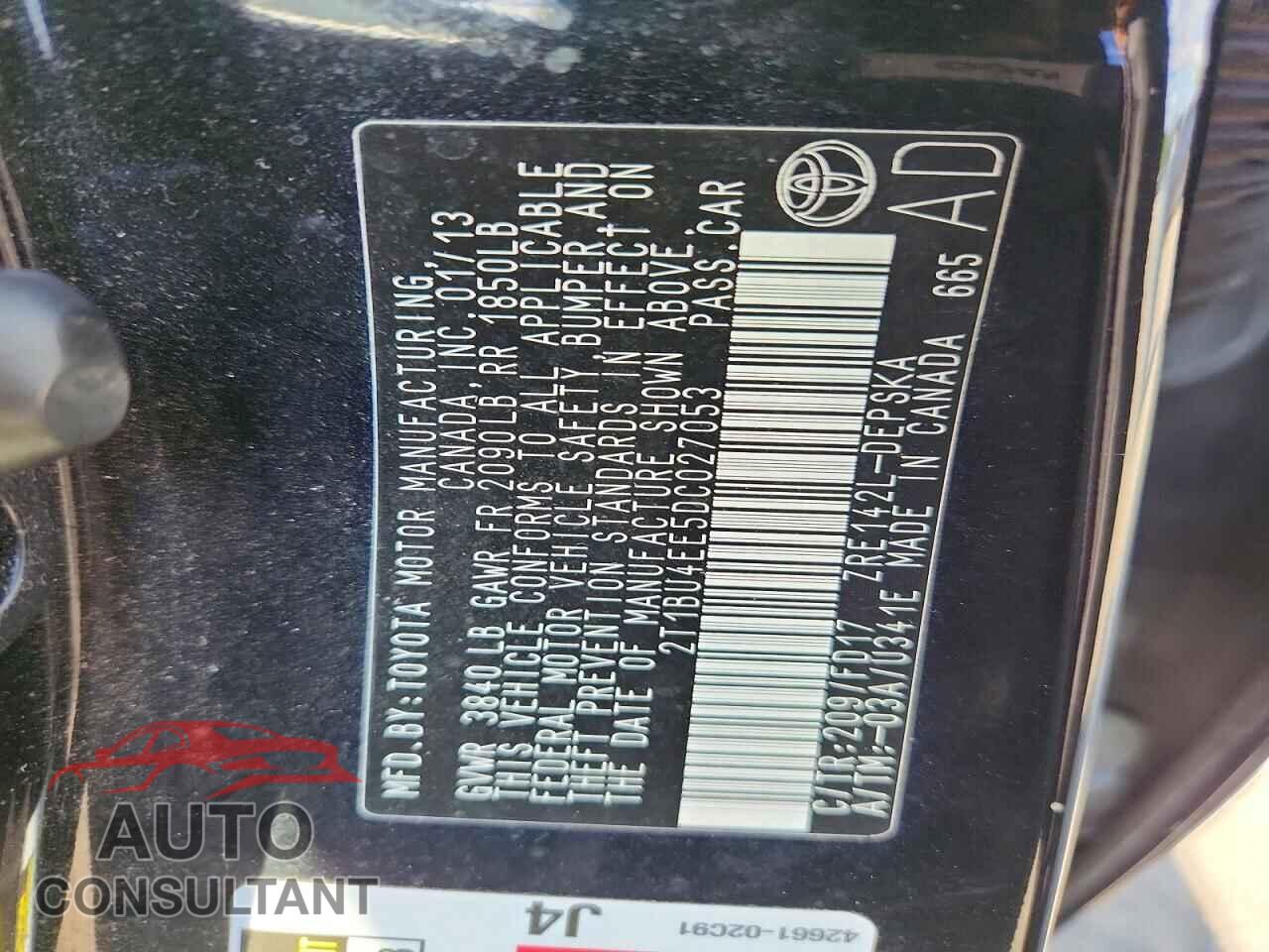 TOYOTA COROLLA 2013 - 2T1BU4EE5DC027053