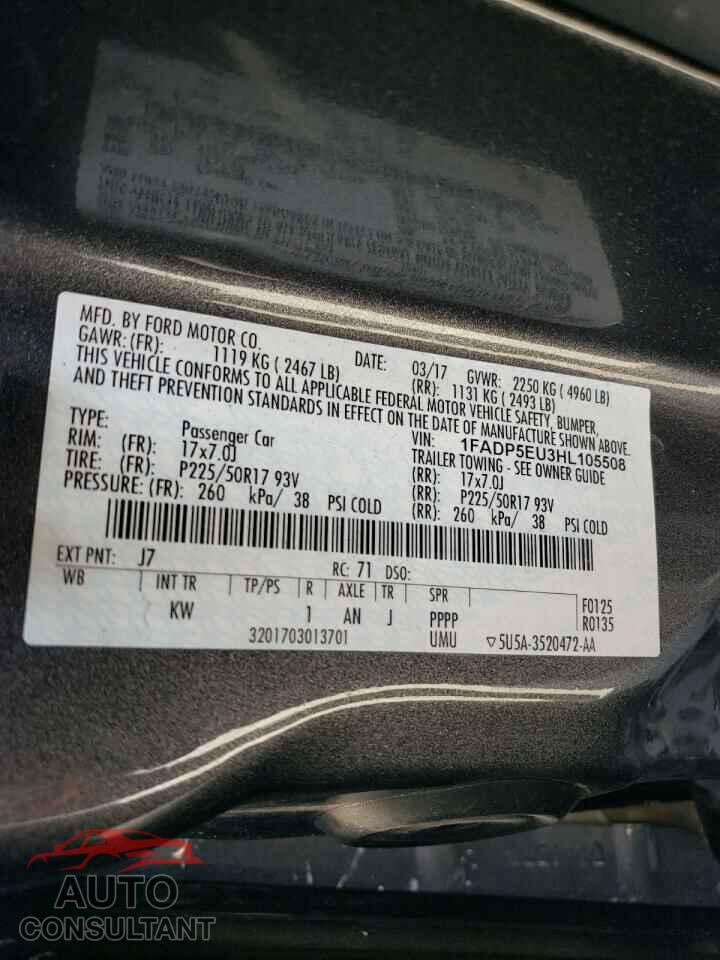 FORD CMAX 2017 - 1FADP5EU3HL105508