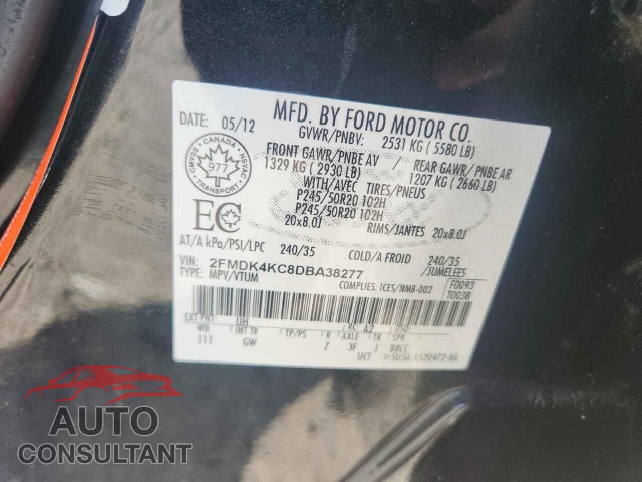 FORD EDGE 2013 - 2FMDK4KC8DBA38277