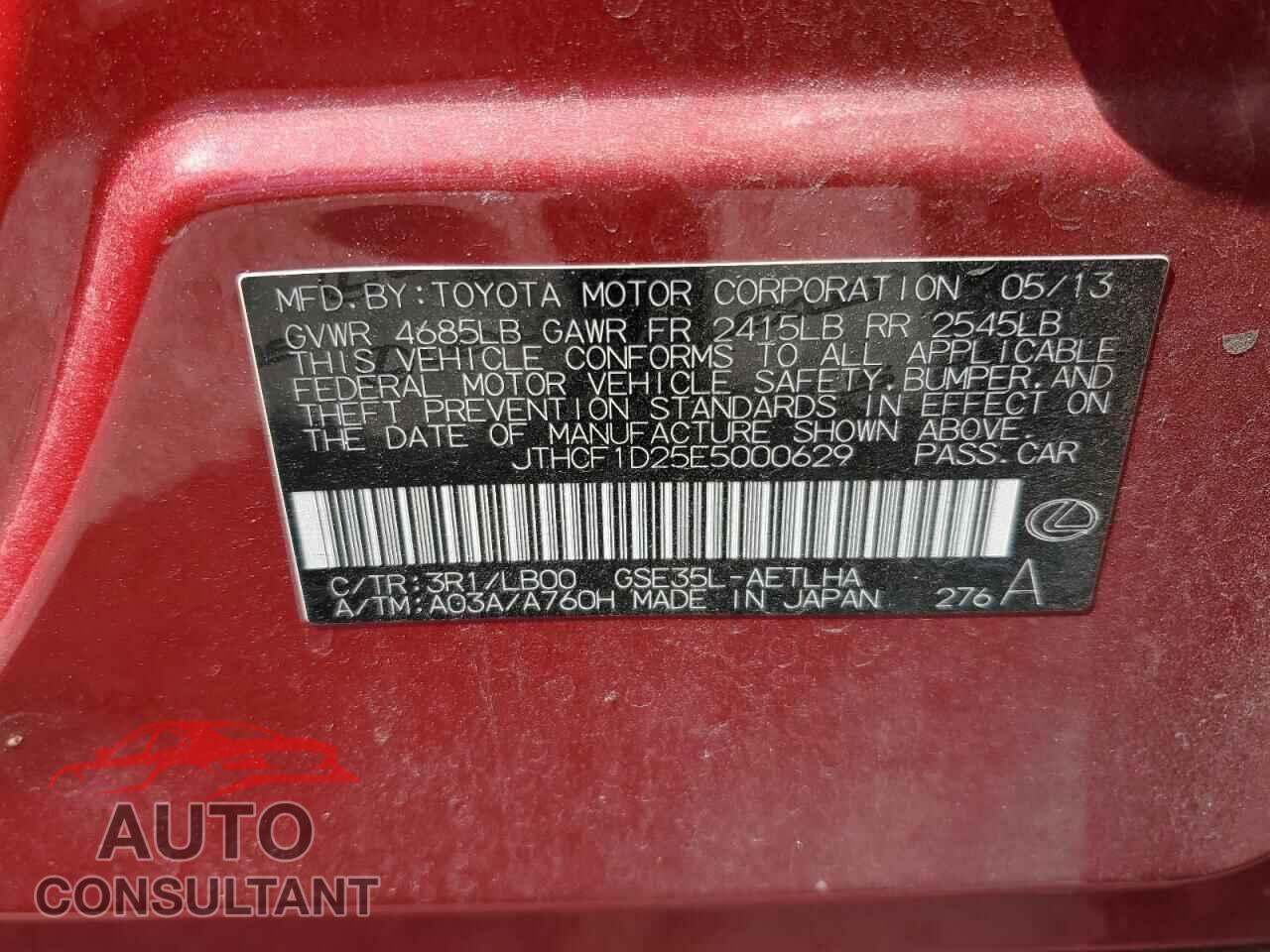 LEXUS IS 2014 - JTHCF1D25E5000629