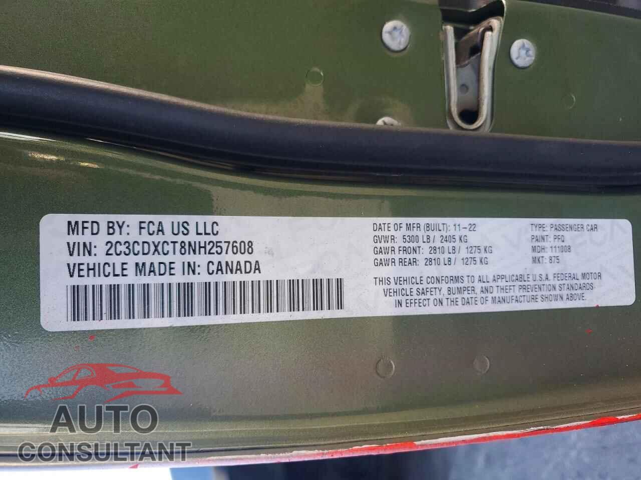 DODGE CHARGER 2022 - 2C3CDXCT8NH257608