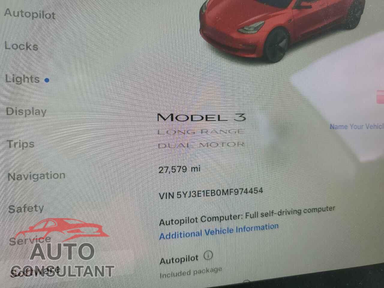 TESLA MODEL 3 2021 - 5YJ3E1EB0MF974454