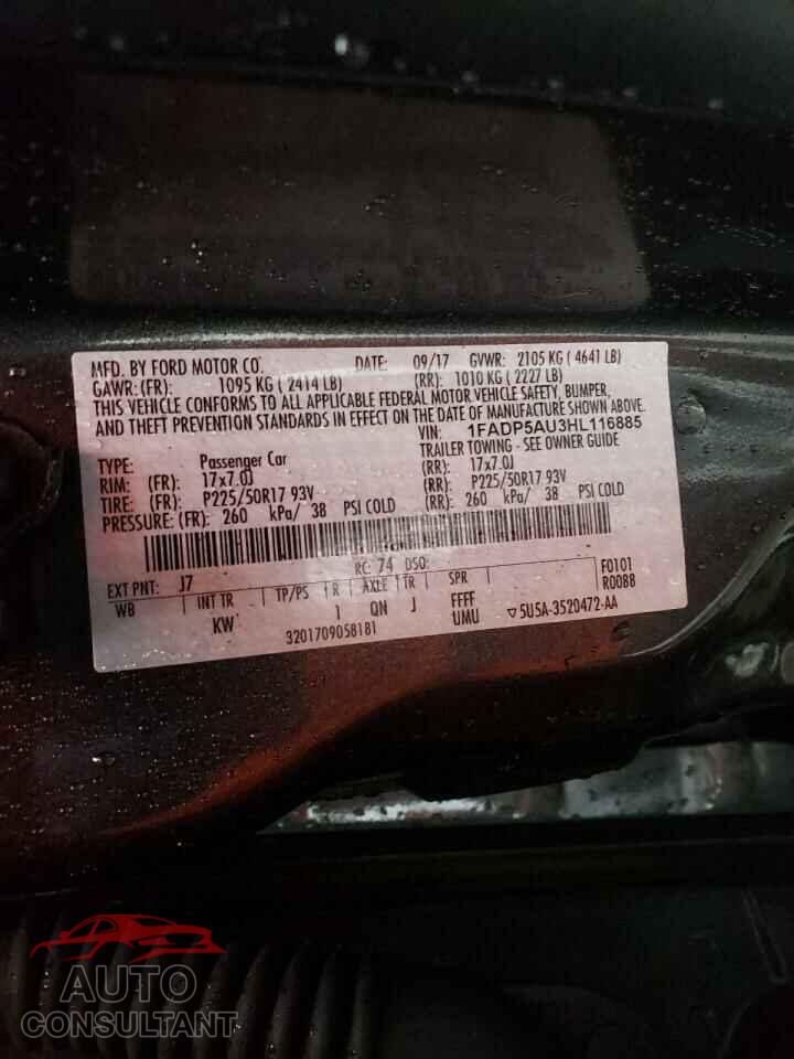 FORD CMAX 2017 - 1FADP5AU3HL116885