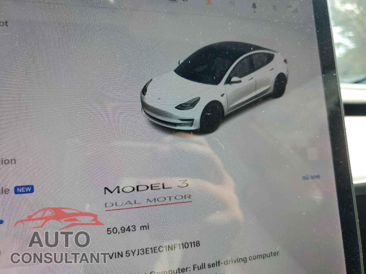 TESLA MODEL 3 2022 - 5YJ3E1EC1NF110118