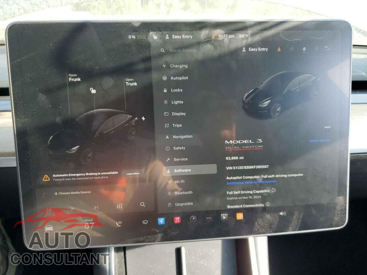 TESLA MODEL 3 2019 - 5YJ3E1EB8KF385567