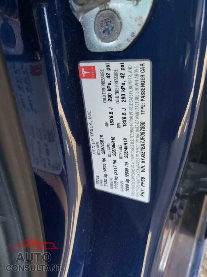 TESLA MODEL 3 2018 - 5YJ3E1EA7JF007360