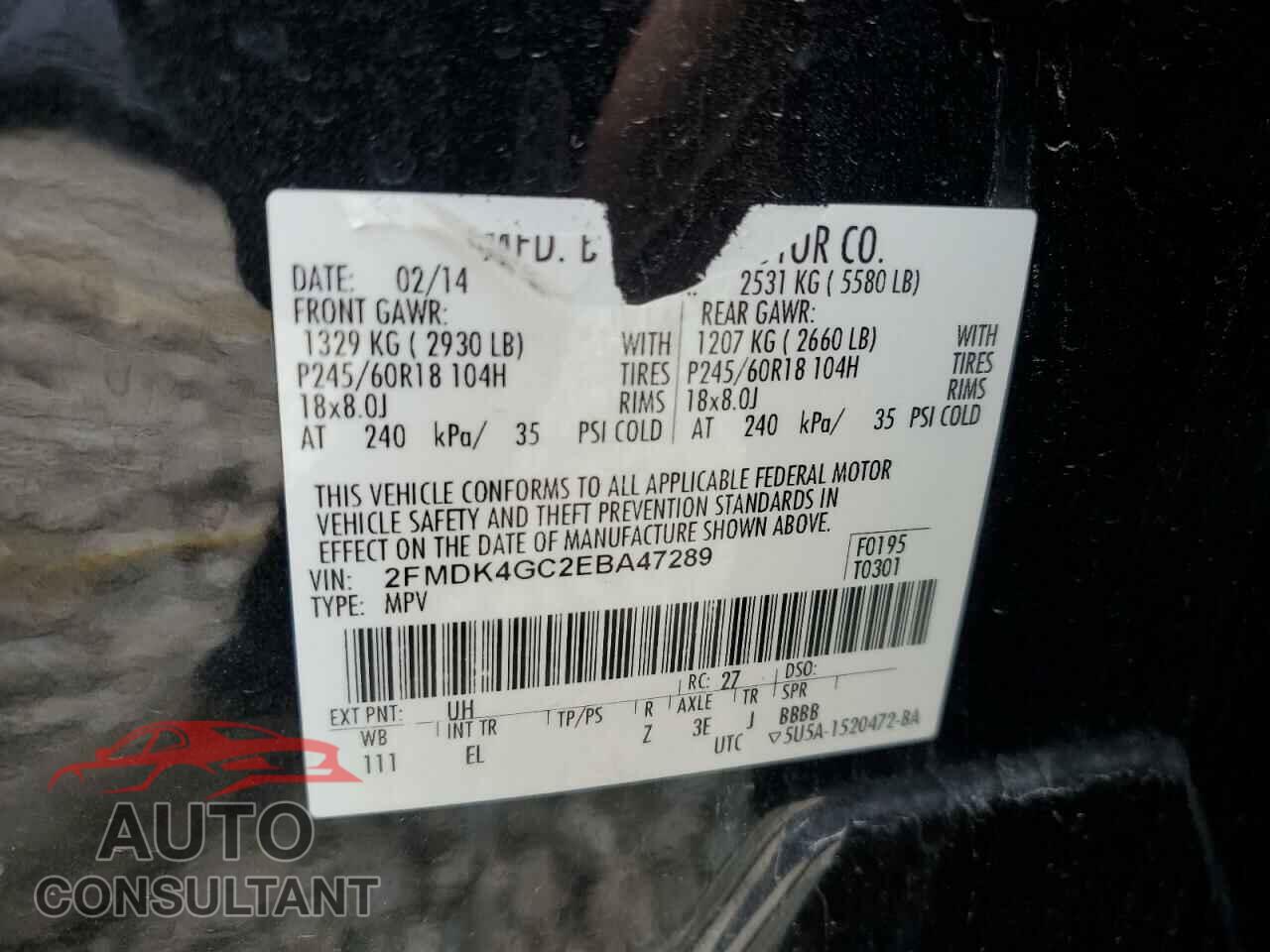 FORD EDGE 2014 - 2FMDK4GC2EBA47289