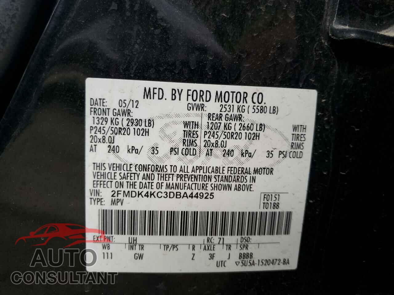 FORD EDGE 2013 - 2FMDK4KC3DBA44925