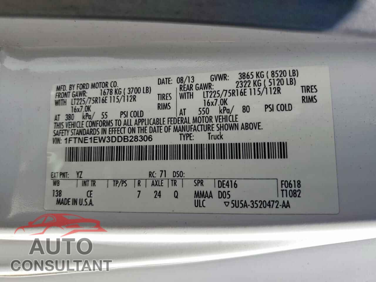 FORD ECONOLINE 2013 - 1FTNE1EW3DDB28306