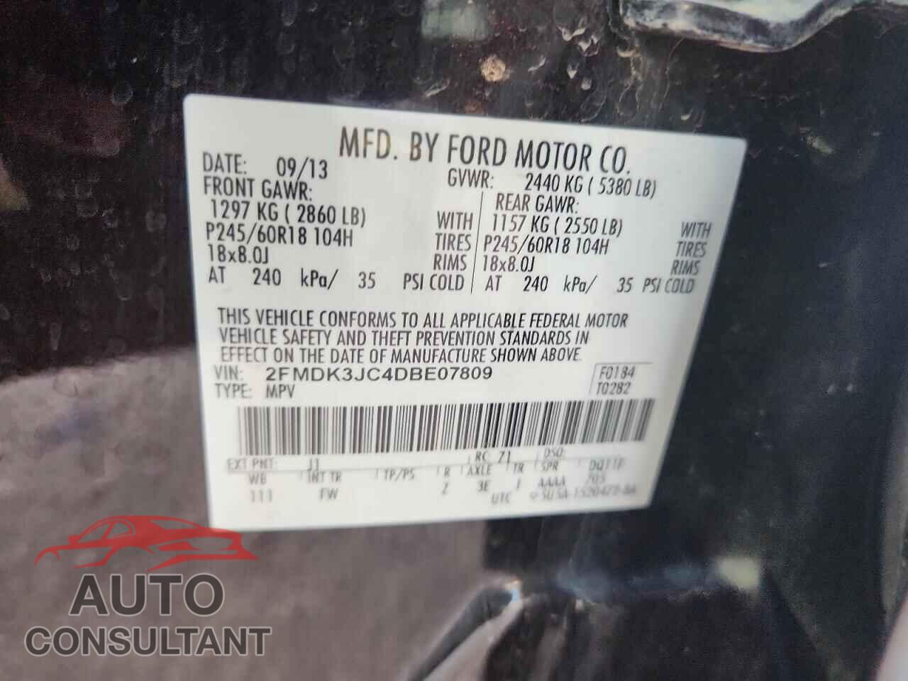 FORD EDGE 2013 - 2FMDK3JC4DBE07809